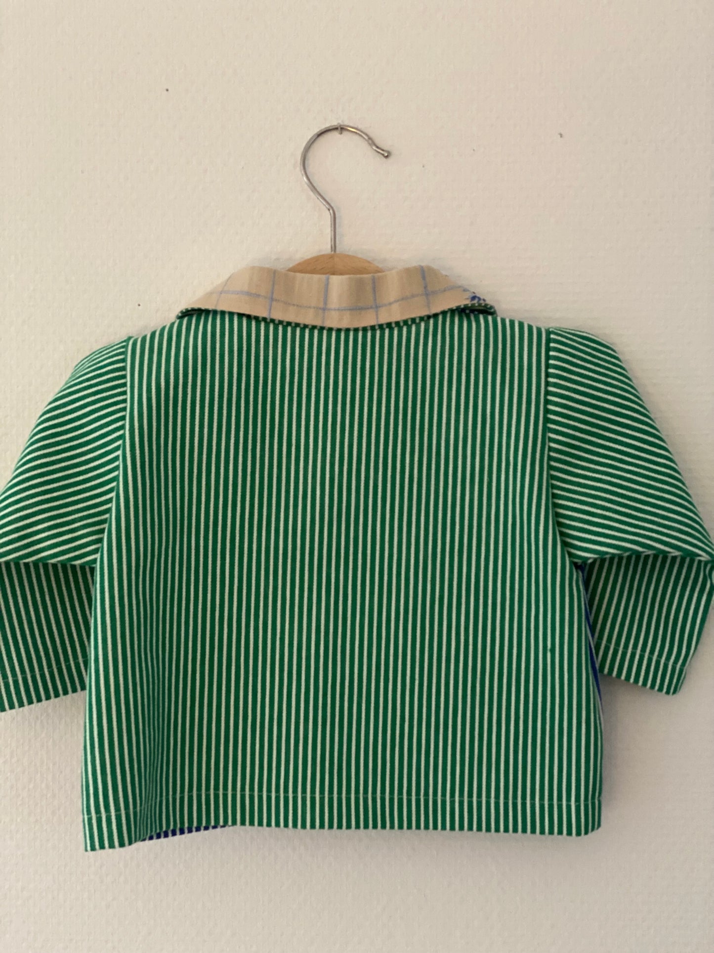 Grøn/blåstribede jakke - str. 74