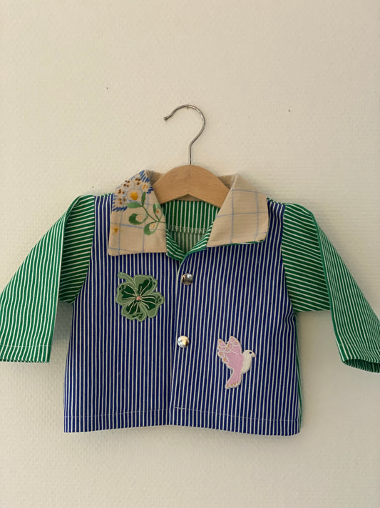Grøn/blåstribede jakke - str. 74
